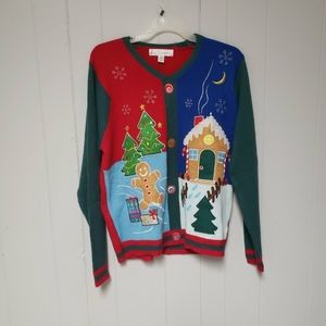 Jolly Sweaters Extra Appliqued embroidered ugly festive Christmas sweater